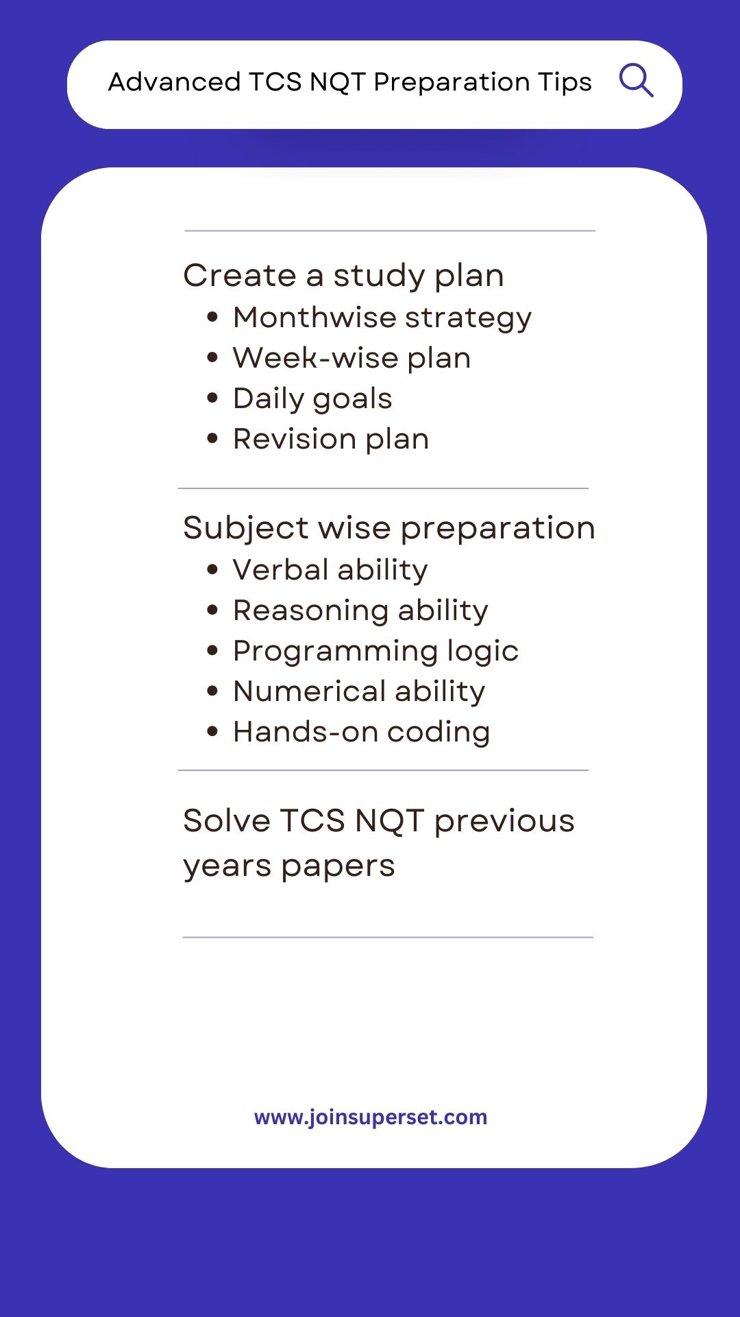 Advanced TCS NQT preparation tips